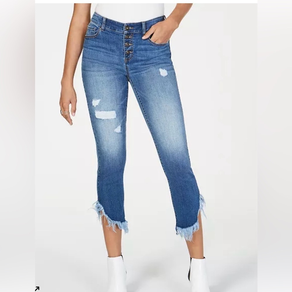 Fringe Raw Hem Straight Leg Jeans by INC International Concepts